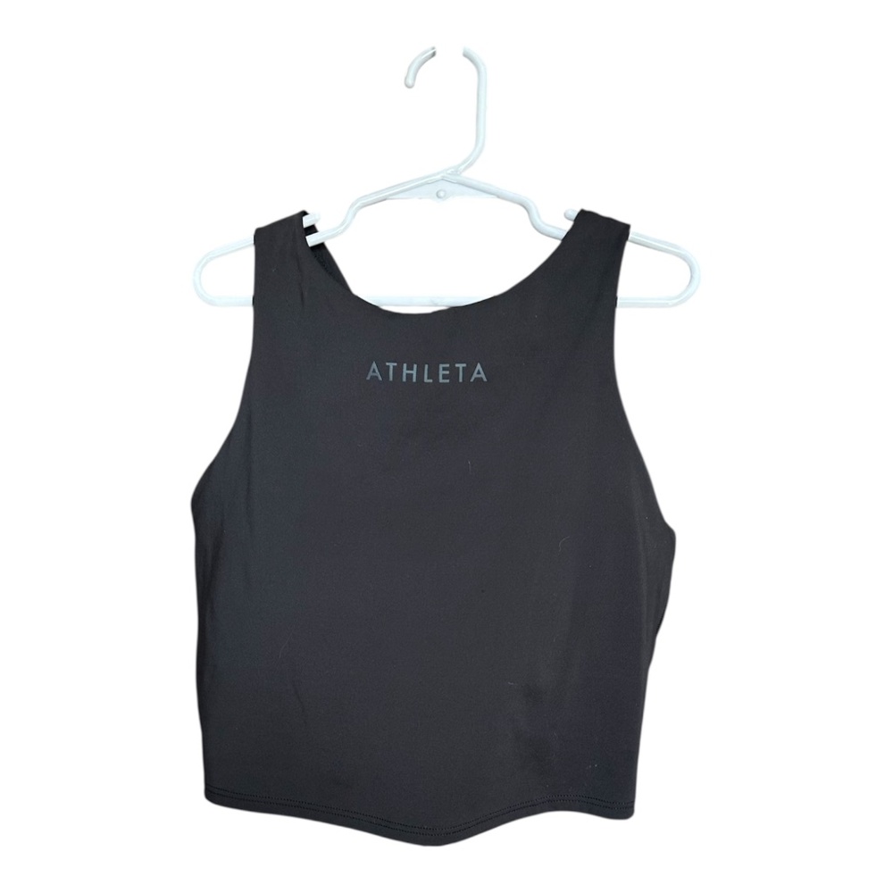 Athleta Conscious Crop Train Logo Bra | Black | D-DD Small
